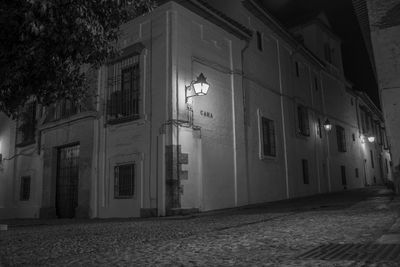 Illuminated building at night