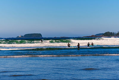 Scenic view of sea against clear sky