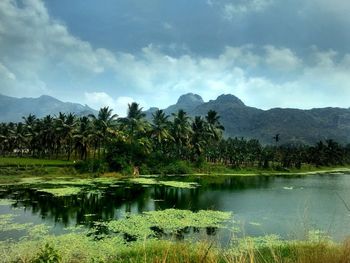 Scenic view of lake against sky