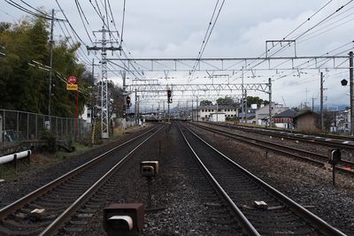 Railroad tracks against sky