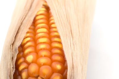 High angle view of fresh orange against white background