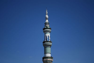 Low angle view of building against clear blue sky
