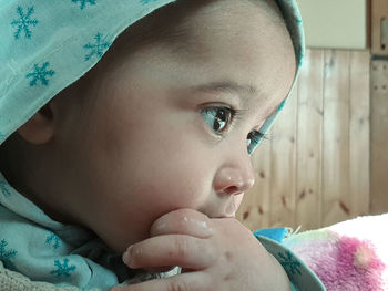 Close-up portrait of cute baby girl