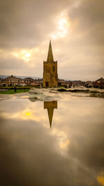 Reflection of building on water