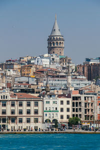 View of buildings by sea