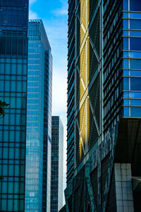 Low angle view of skyscrapers against sky