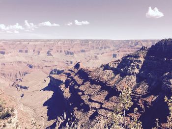 High angle view of dramatic landscape against sky