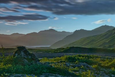 Scenic view of mountains against sky