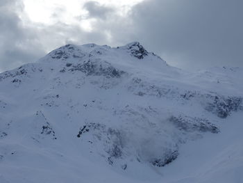 Scenic view of snow covered mountain against sky