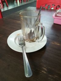 Close-up of coffee served on table