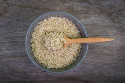 High angle view of bowl on table