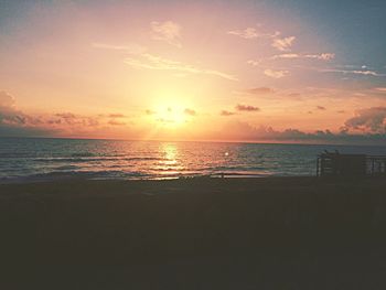 View of sea against cloudy sky during sunset