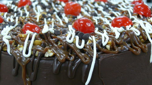 High angle view of chocolate cake