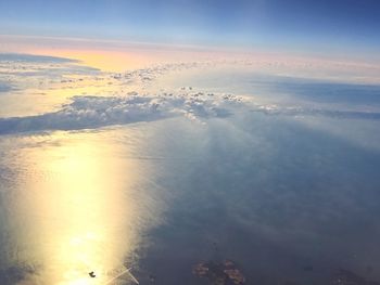 Aerial view of sea and clouds