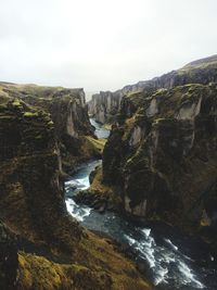 Winding gorge about 2 million years old in iceland 