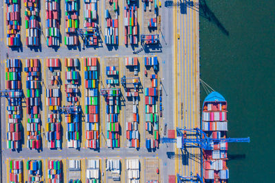 Aerial view of shipyard