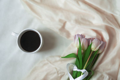 High angle view of coffee cup