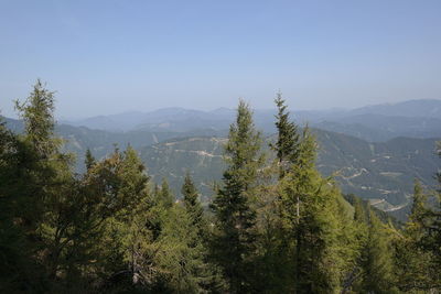 Scenic view of mountains against clear sky