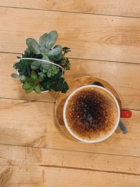 High angle view of coffee on table