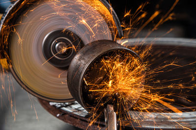 Close-up of illuminated metal