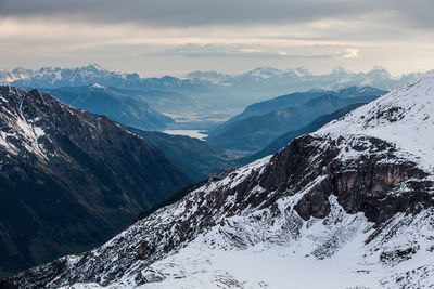 Scenic view of snowcapped mountains against sky, view from edelweissspitze, alps, austria