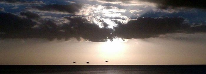 Scenic view of sea against cloudy sky