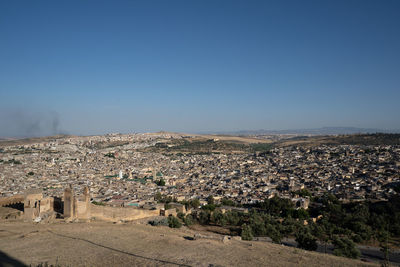 Aerial view of townscape against sky