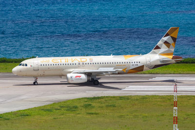 Airplane on airport runway