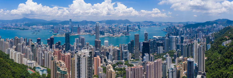 Aerial view of cityscape against sky