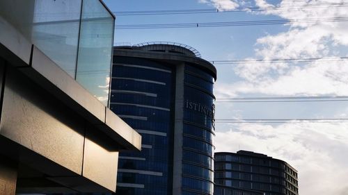 Low angle view of modern building against sky