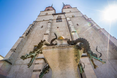 Low angle view of traditional building against clear sky