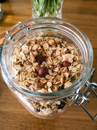 High angle view of homemade granola