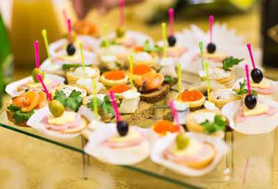 Close-up of christmas cake on table