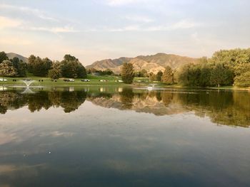 Scenic view of lake against sky