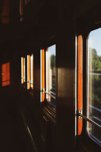 View of train through window