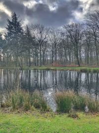 Scenic view of lake against sky