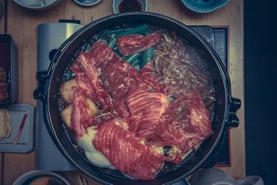 Close-up of food on table