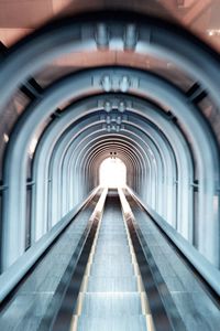 Interior of illuminated subway station