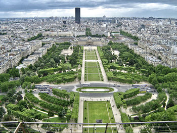 High angle view of buildings in city