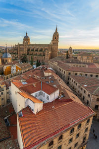 High angle view of townscape against sky