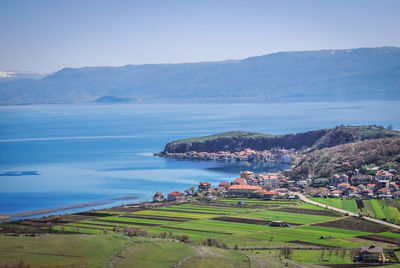 Scenic view of landscape and mountains against sky