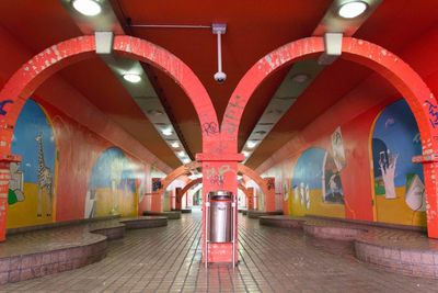 Underground walkway at night