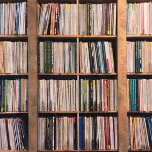 Full frame shot of books in shelf