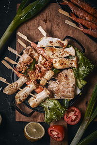 High angle view of food on table