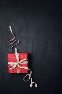 High angle view of christmas decoration on table