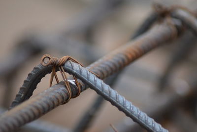 Detail shot of railing against blurred background