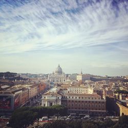 High angle view of buildings and st peter basilica against sky