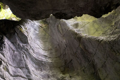 Low angle view of rocks in cave