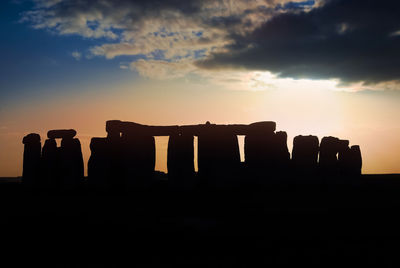 Silhouette of historical building during sunset