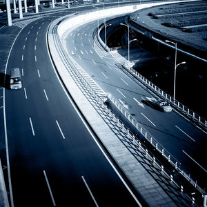 High angle view of traffic on highway in city